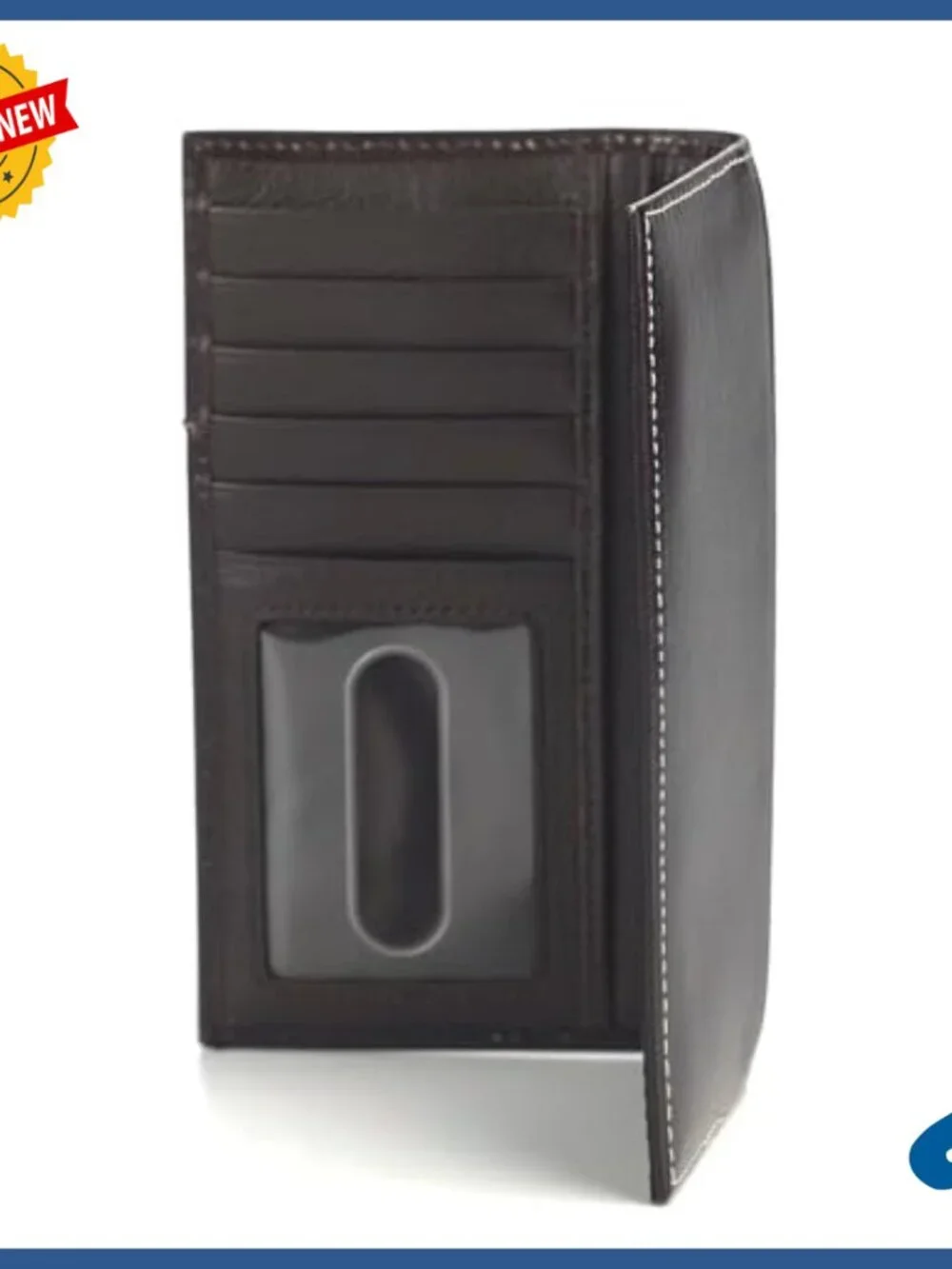 Genuine Leather Bi-Fold Wallet with Checkbook Holder and ID Pocket